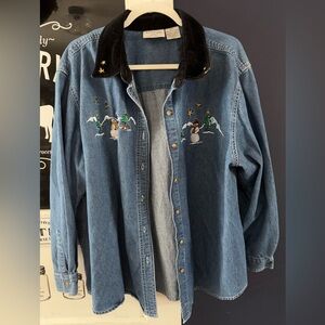 Plus size Vintage Christmas Denim Top
